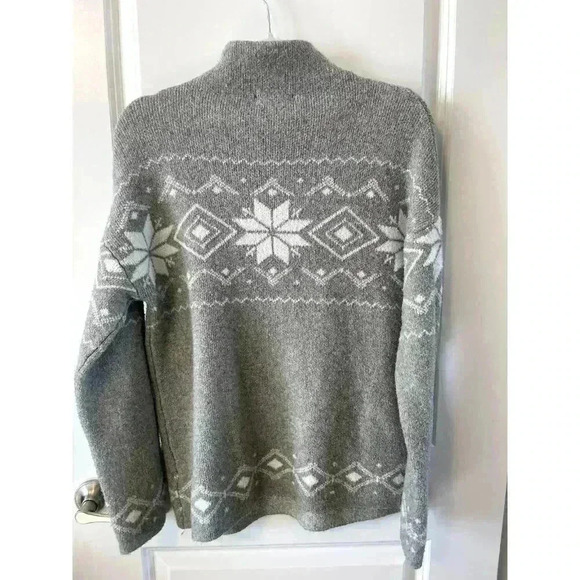 Christian Siriano Snowflake Mock Neck Sweater Women’s Size M Gray Holiday Party - Picture 4 of 7